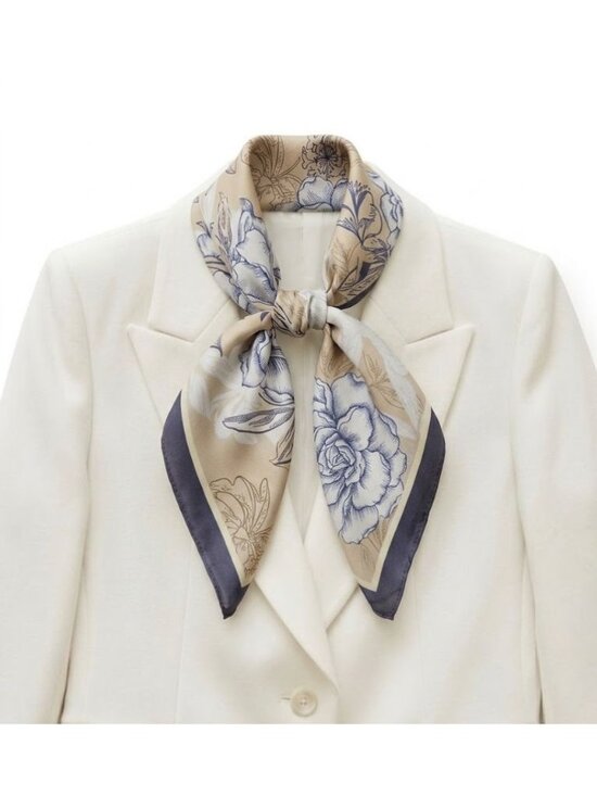 Unbranded Other - New Elegant Bandana Square Silky Scarf Blue Flowers Garden Versatile Shawl Wrap